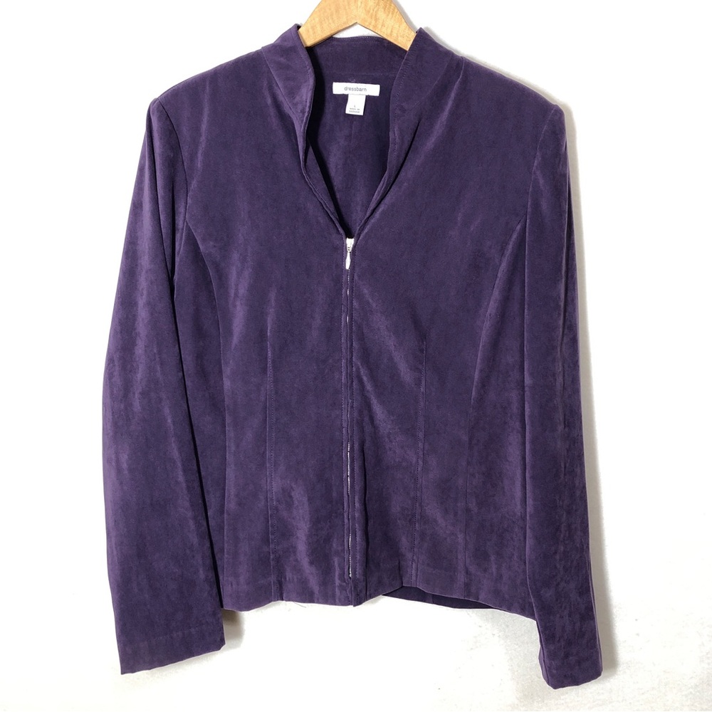 Dressbarn Womens Full Zip Faux Suede Jacket Size L